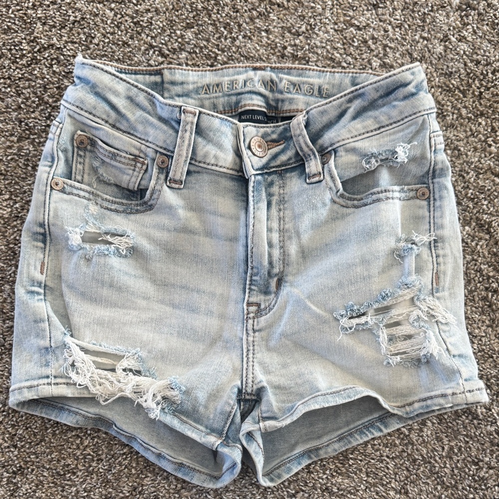American Eagle Outfitters Light Wash Ripped Jean Shorts